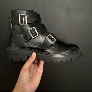 Women’s ASOS Black Ankle Biker Boots Size 10